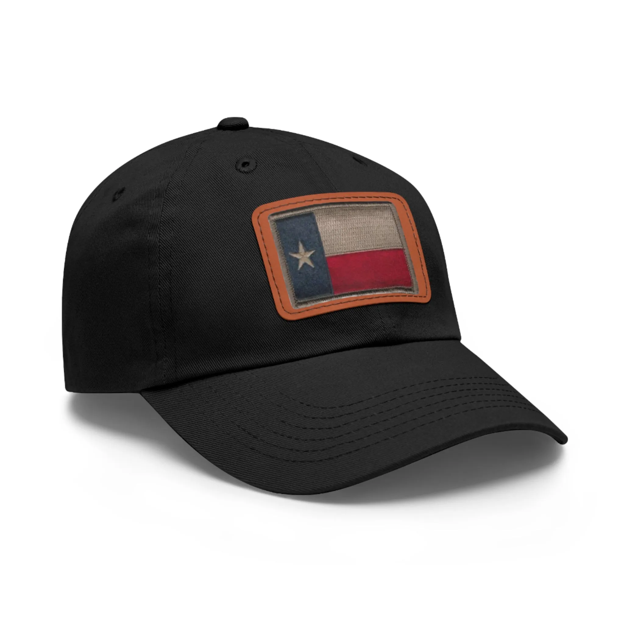 Texas Flag Dad Hat with Leather Patch (Rectangle)