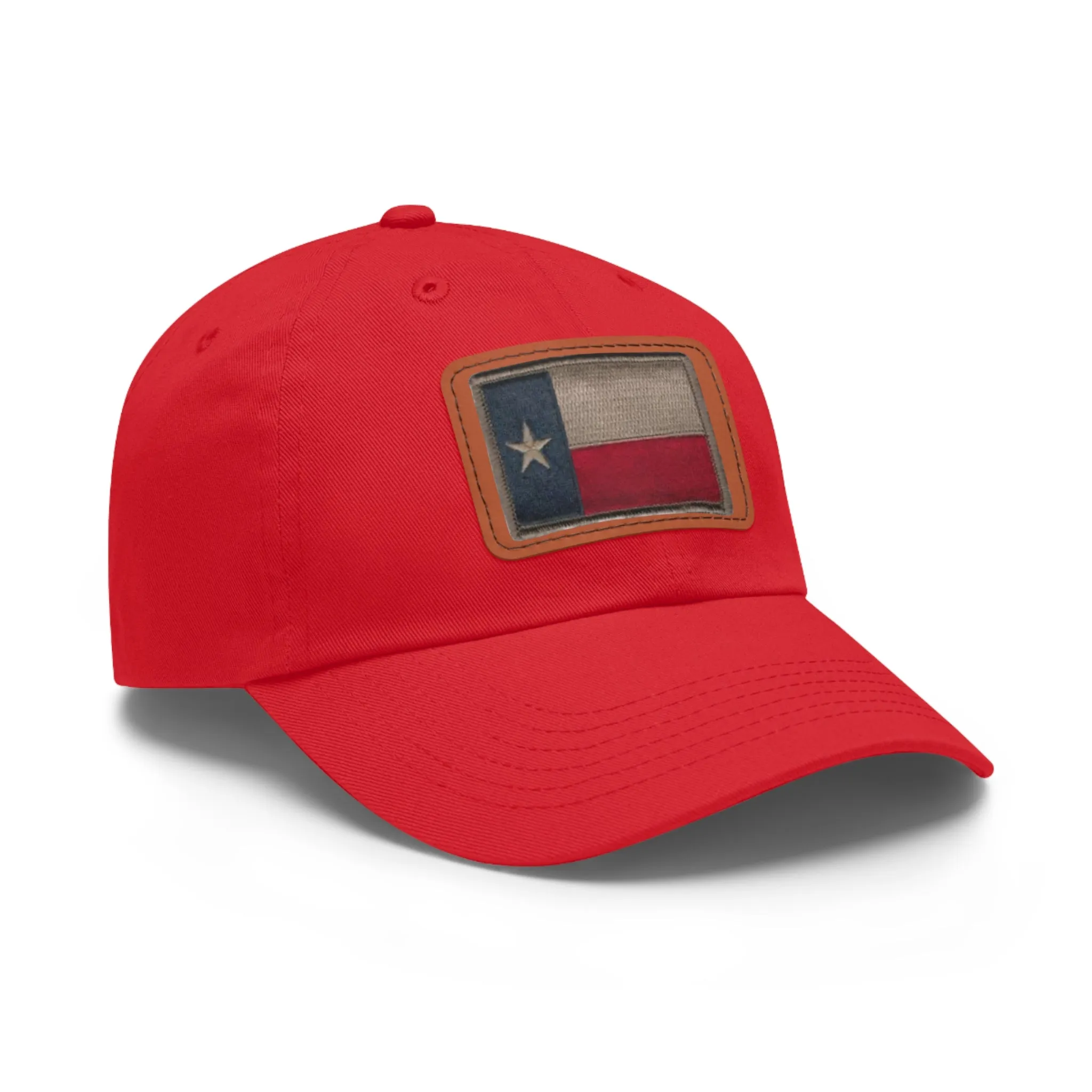 Texas Flag Dad Hat with Leather Patch (Rectangle)