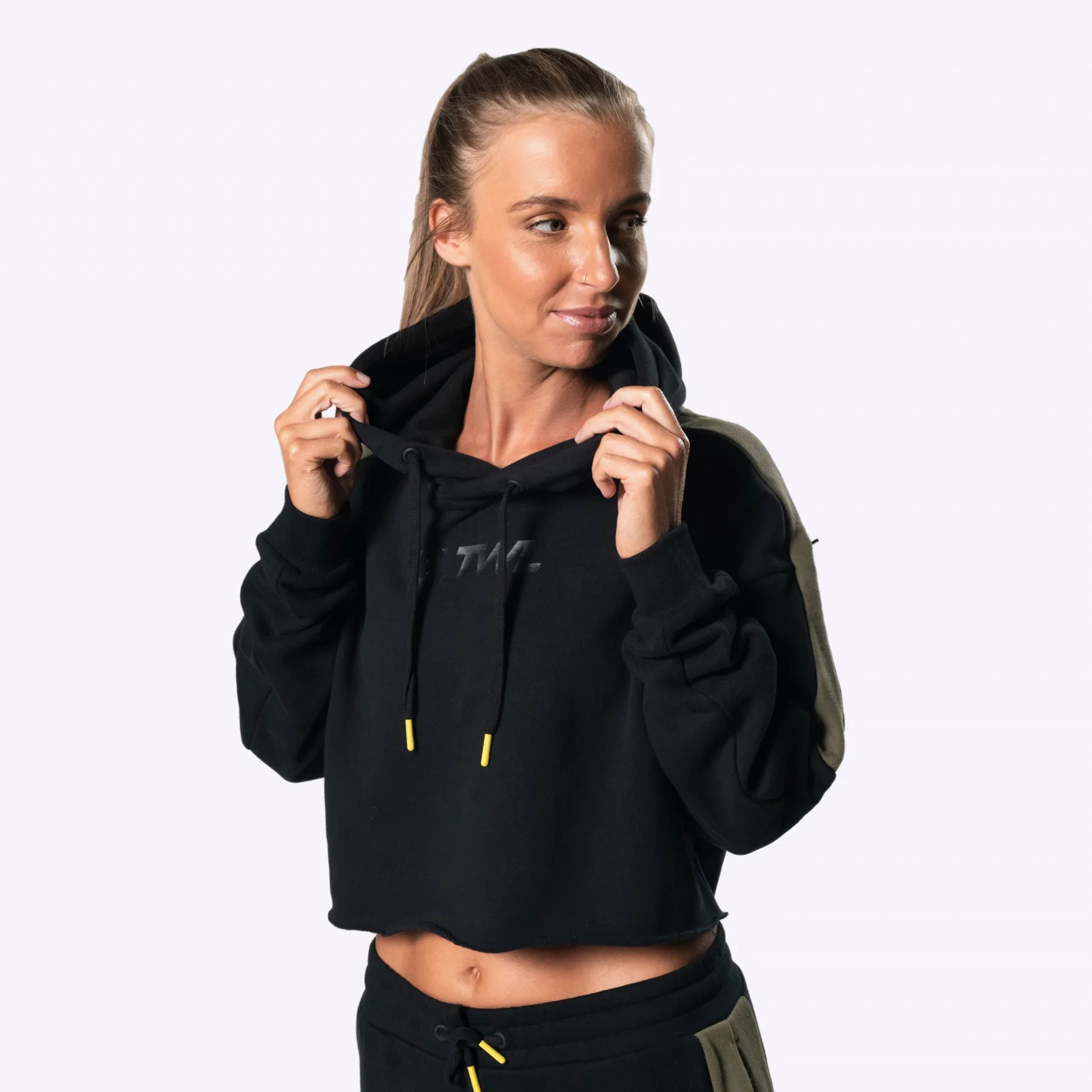 The WOD Life - Women's Wanderer Cropped Hoodie - BLACK/KHAKI