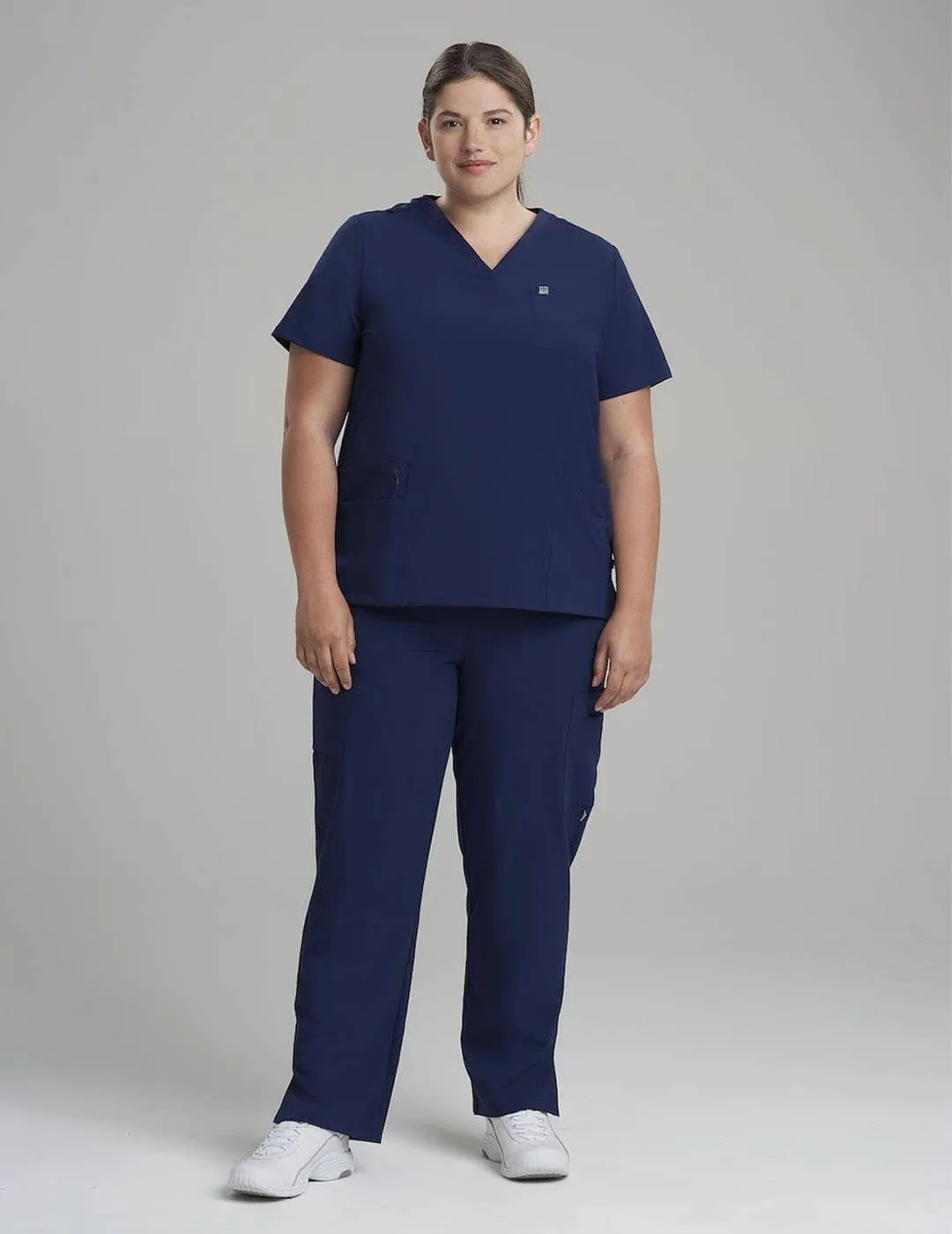 Womens 6-Pocket V-Neck Scrub Top -  Navy