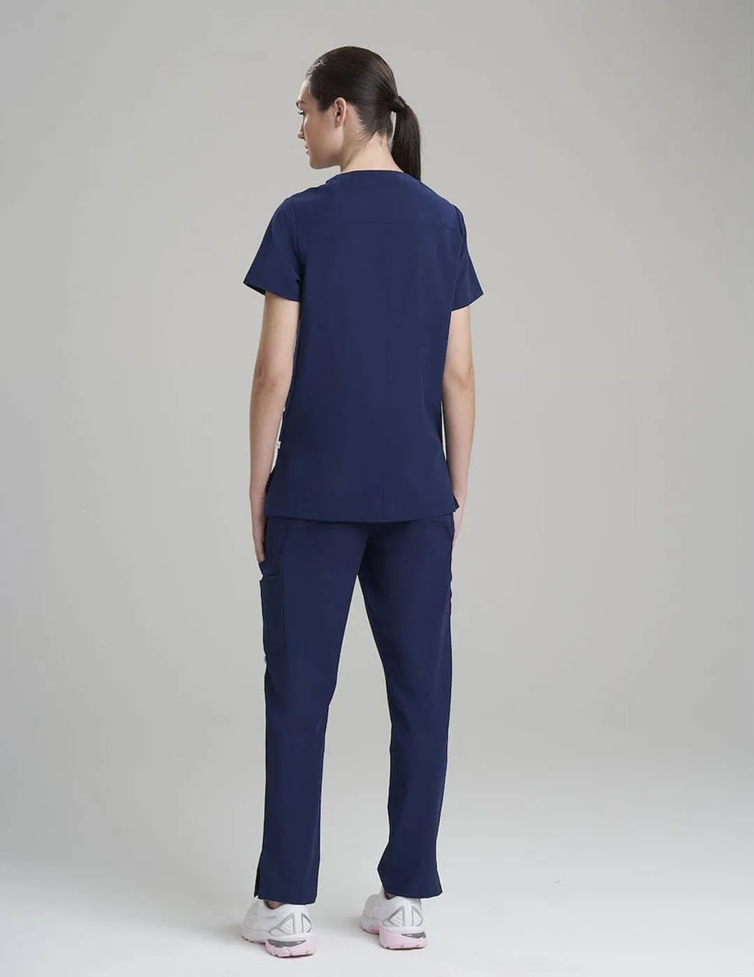 Womens 6-Pocket V-Neck Scrub Top -  Navy