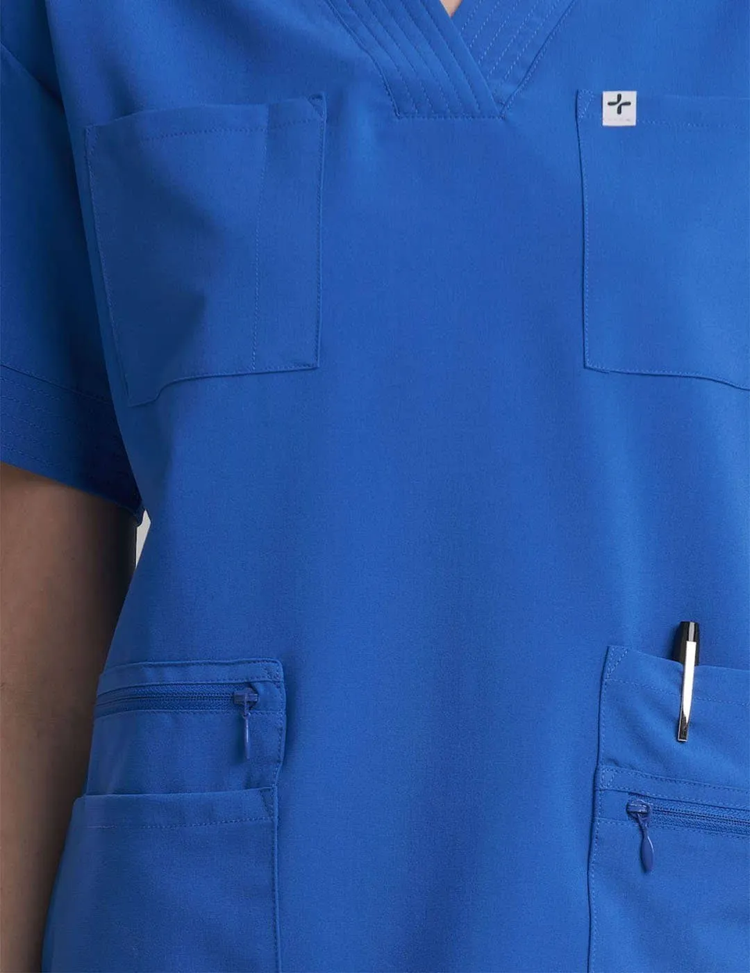 Womens 8-Pocket V-Neck Scrub Top - Royal Blue