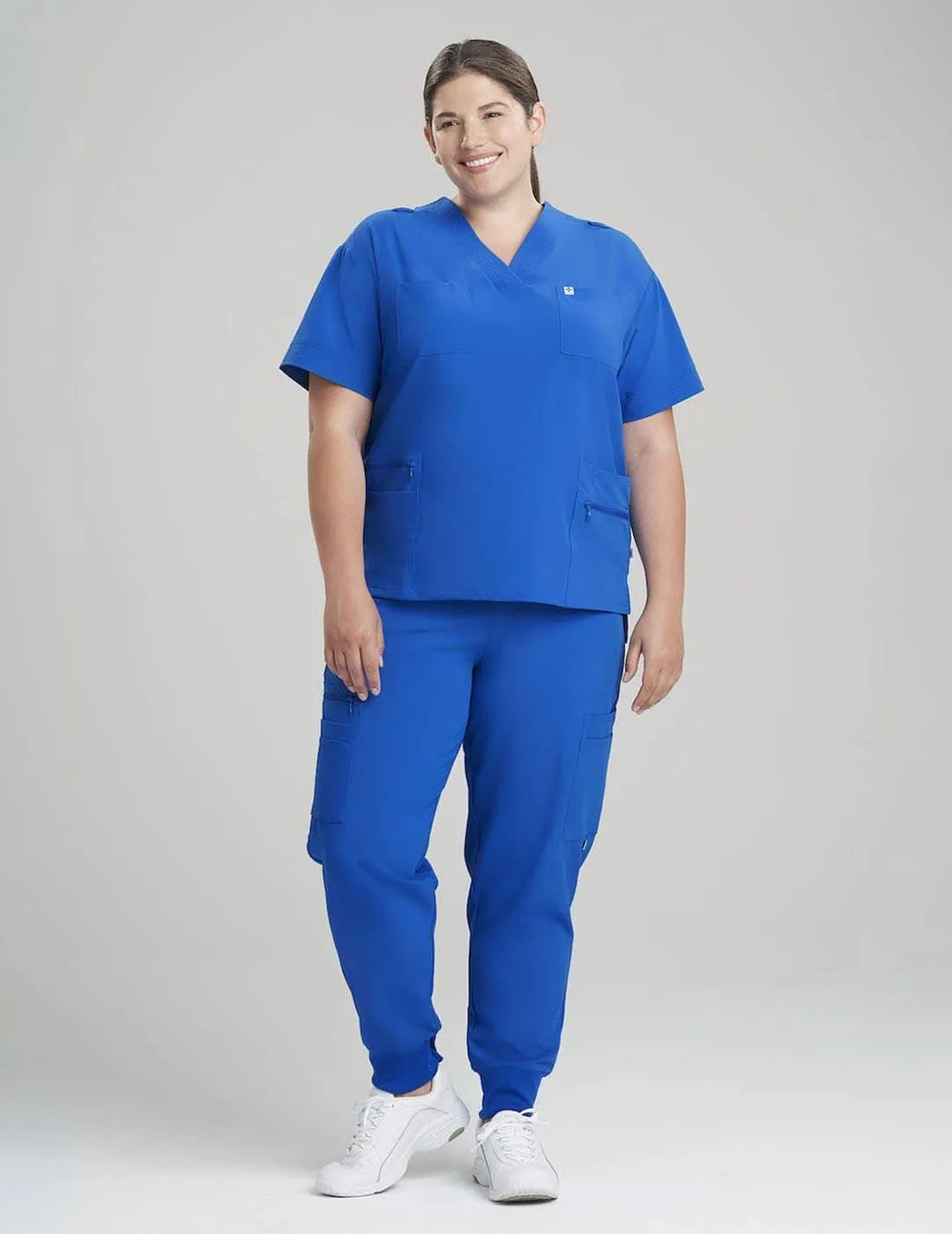 Womens 8-Pocket V-Neck Scrub Top - Royal Blue