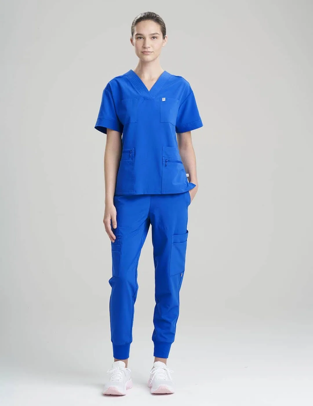 Womens 8-Pocket V-Neck Scrub Top - Royal Blue