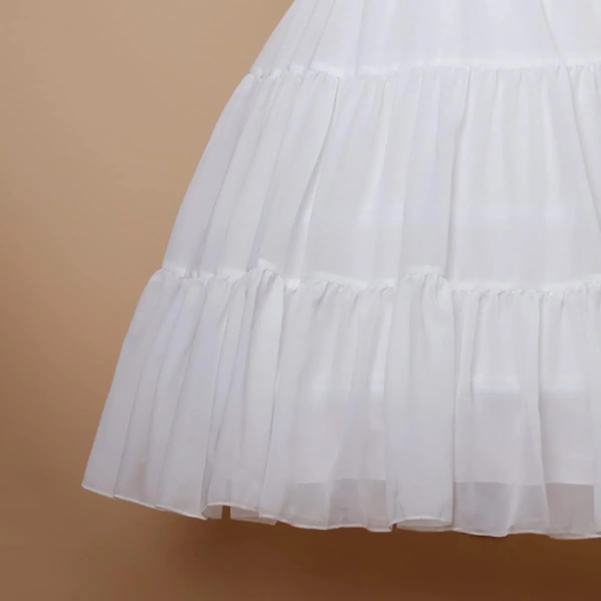YULUOSHA Women Crinoline Petticoat Hoop Skirt Knee Length Ball Gown Chiffon Underskirt Half Slips for Wedding Victorian Dress