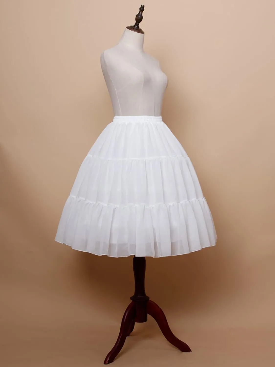YULUOSHA Women Crinoline Petticoat Hoop Skirt Knee Length Ball Gown Chiffon Underskirt Half Slips for Wedding Victorian Dress